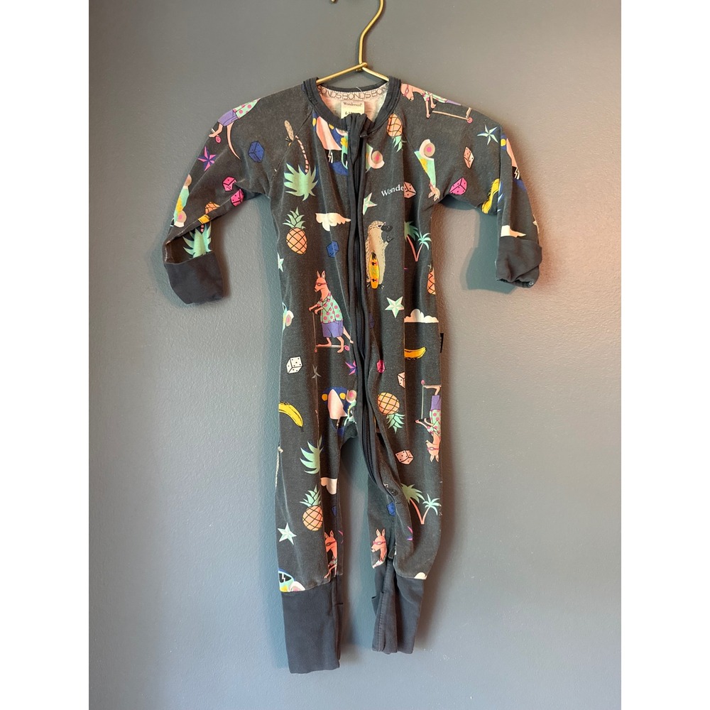 Bonds Wondersuit Baby Romper Gray Australian Animal Print 6-12 Months Size 0